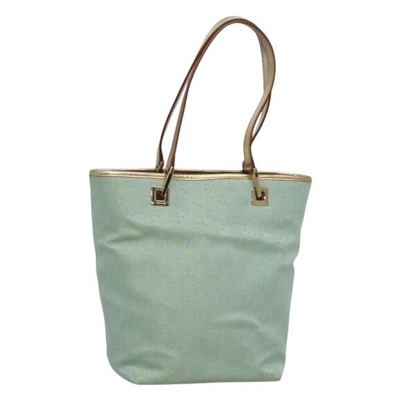 GUCCI GG Canvas Tote Bag Light Blue Gold 002 002 - Picture 1 of 16